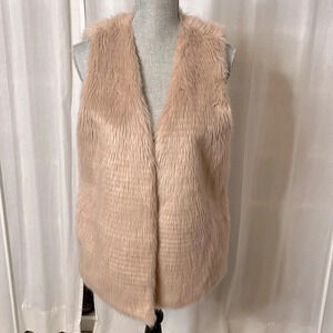 KENAR Pale Pink Faux Fur Vest with Pockets Fully Lined, Size L